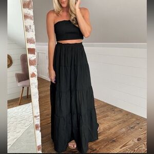 Boutique Black tube top and Maxi Skirt Set